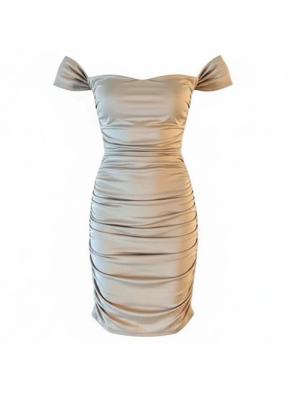 Superdown Taupe Off Shoulder Bodycon Mini Dress‎ Ruched NWT Size XS